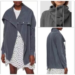 ALLSAINTS Brooke Sweat Gray Cotton Hoodie Size Small Grunge Designer 100% Cotton